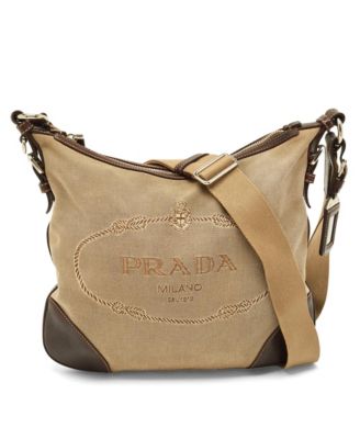 Pre-Owned Prada Logo Jacquard Canvas and Leather Messenger Bag