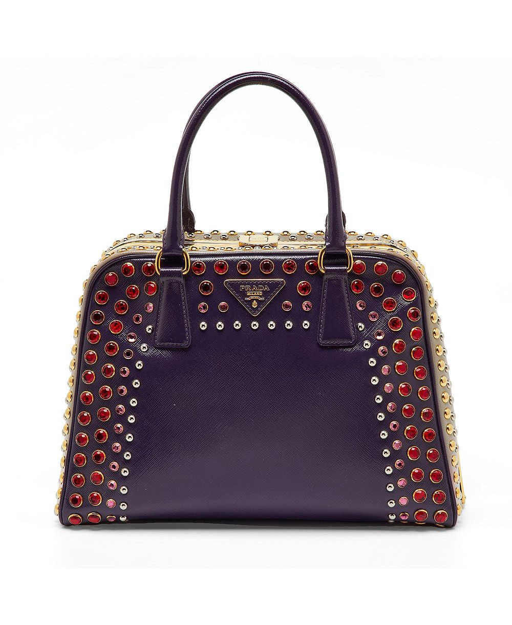 Pre-Owned Prada Crystal Embellished Saffiano Leather Satchel