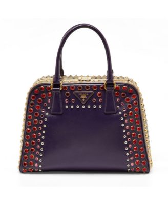 Pre-Owned Prada Crystal Embellished Saffiano Leather Satchel