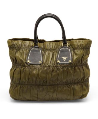 Pre-Owned Prada Gaufre Antic Ruched Leather Tote Bag