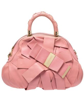 Pre-Owned Versace Women's Venita Leather Bow Satchel