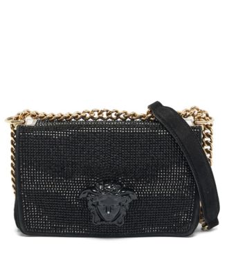 Pre-Owned Versace Women's Sultan Medusa Crystal Embellished Suede Shoulder Bag