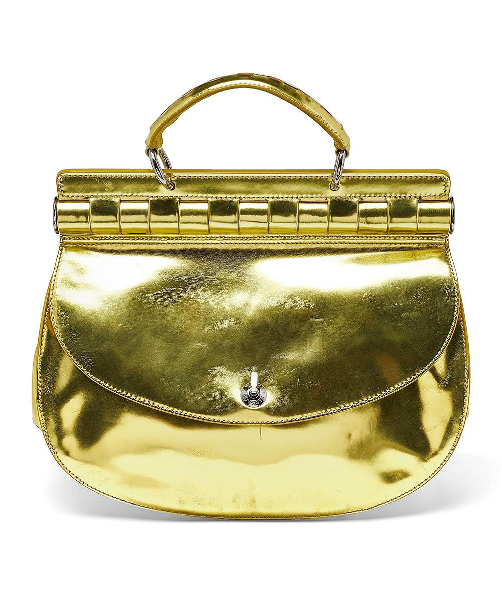 Pre-Owned Versace Metallic Patent Leather Top Handle Satchel