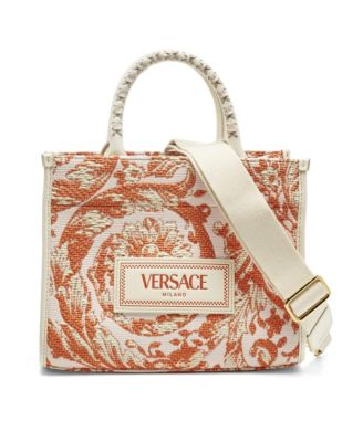 Pre-Owned Versace Женская маленькая сумка-тоут Barocco Athena из рафии и канваса