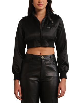 Members Only Women's Iconic Racer Cropped Satin Jacket