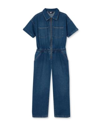 Lands' End детский джинсовый комбинезон с коротким рукавом