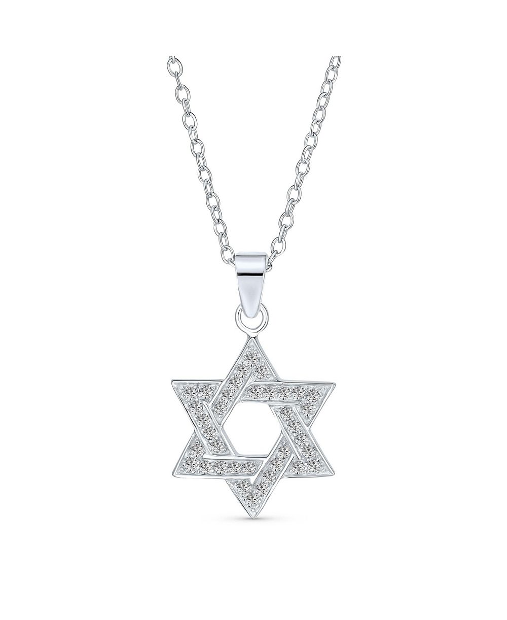 Кулон-подвеска Bling Jewelry «Звезда Давида» с кубическим цирконием, серебро с позолотой 14 карат, еврейский подарок