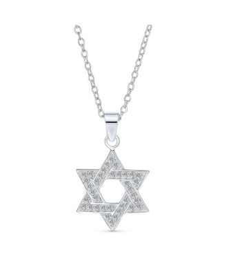 Bling Jewelry Cubic Zirconia Star of David Pendant Necklace 14K Gold Plated Silver Jewish Gift