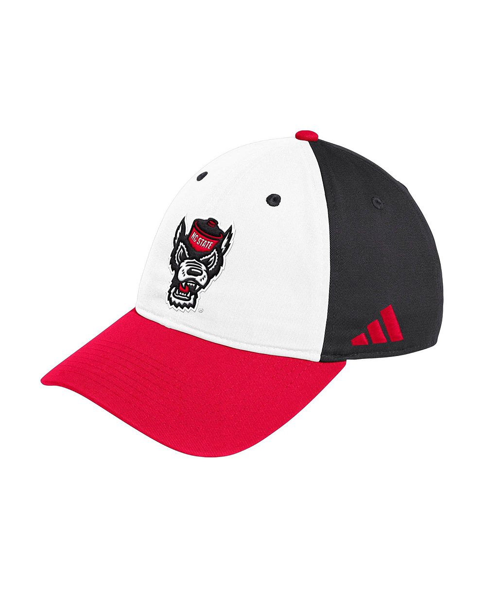 adidas Men's and Women's White/Red NC State Wolfpack Seasonal Baseball Slouch Adjustable Hat