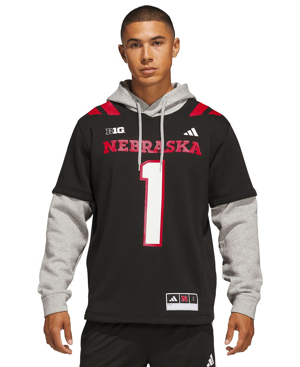 Мужской худи-джерси adidas Black Nebraska Huskers Our Red Burns Brighter Strategy