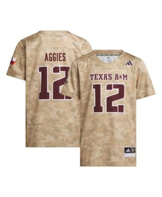 Детская футболка adidas для мальчиков и девочек, бежевая, Texas A&M Aggies, футбол