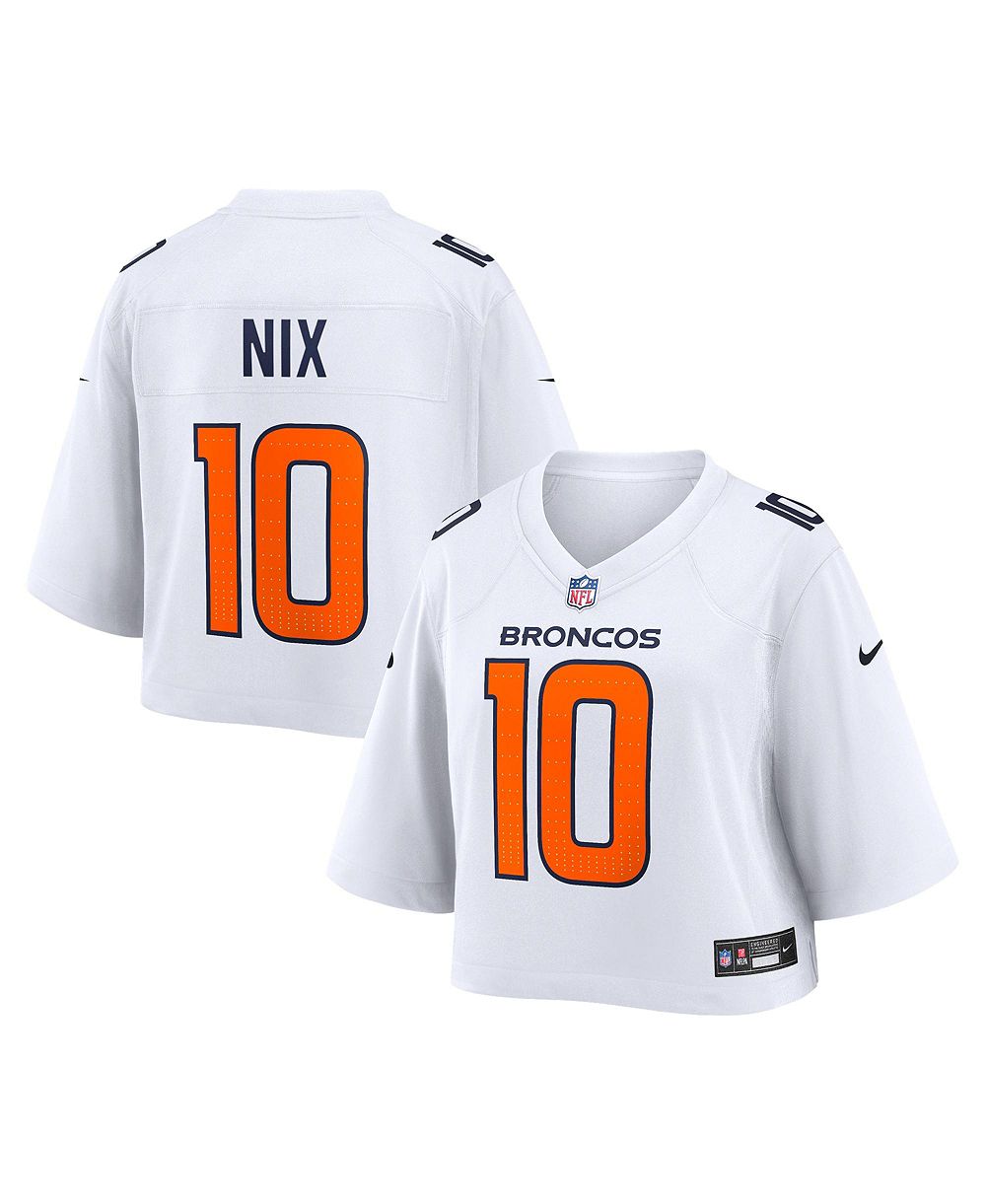 Nike женская укороченная модная джерси Denver Broncos, цвет белый, игрок Bo Nix