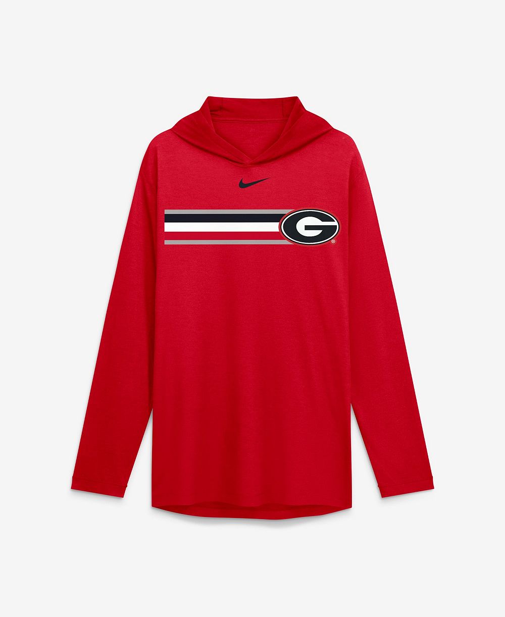 Men's Nike Red Georgia Bulldogs Primetime Pattern Tri-Blend Dri-FIT Long Sleeve Hooded T-Shirt