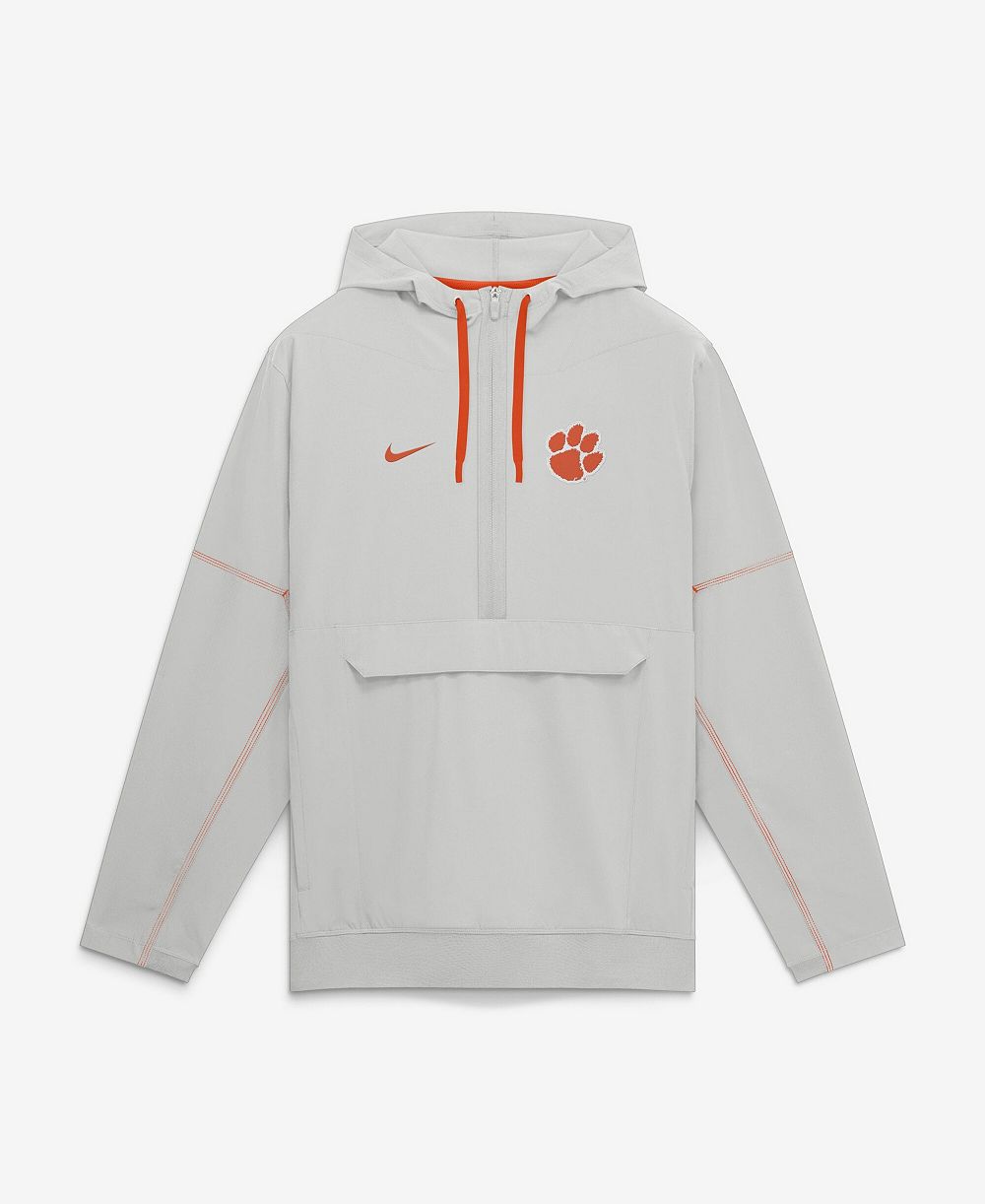 Nike Men's Gray Clemson Tigers 2026 Sideline Anorak Half-Zip Hooded