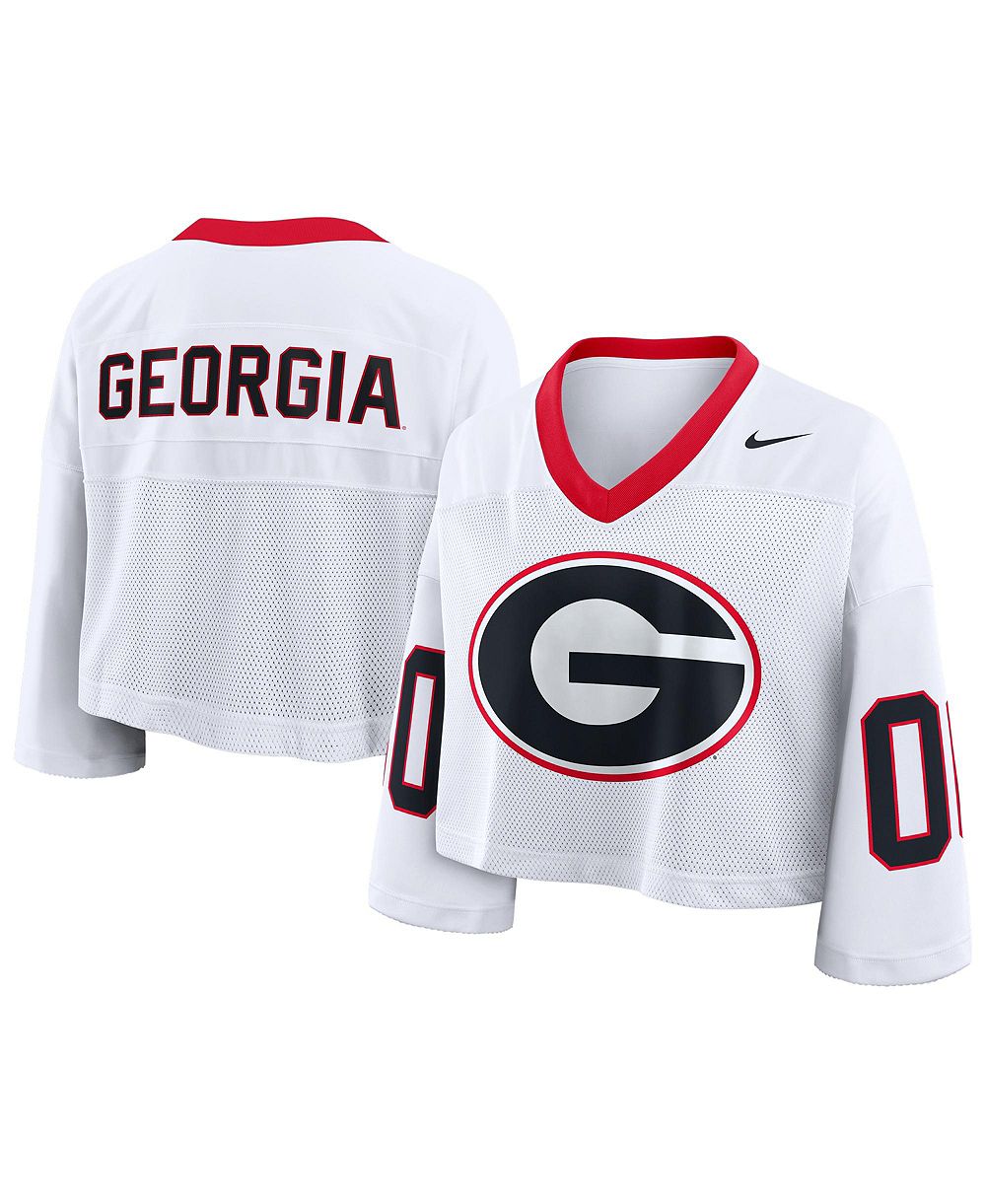 Nike Women's White Georgia Bulldogs Oversized Logo Cropped Fashion Jersey