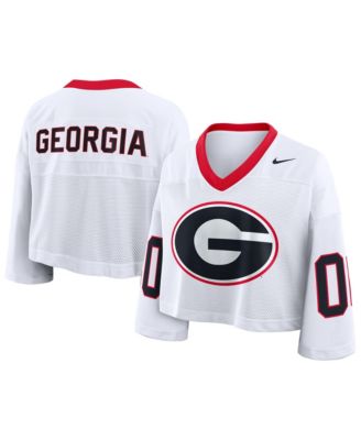 Nike Women's White Georgia Bulldogs Oversized Logo Cropped Fashion Jersey