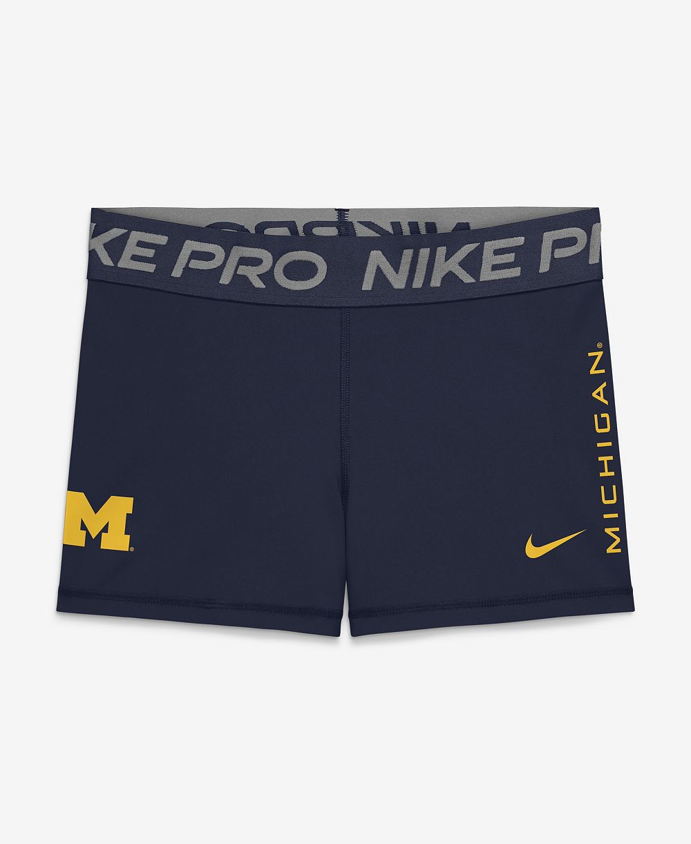 Nike женские темно-синие шорты Michigan Wolverines Pro Dri-FIT