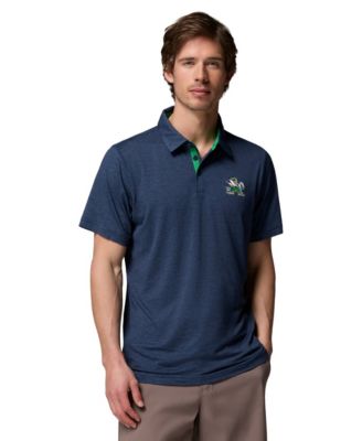 Men's Columbia  Navy Notre Dame Fighting Irish Trail Omni-Shade Polo