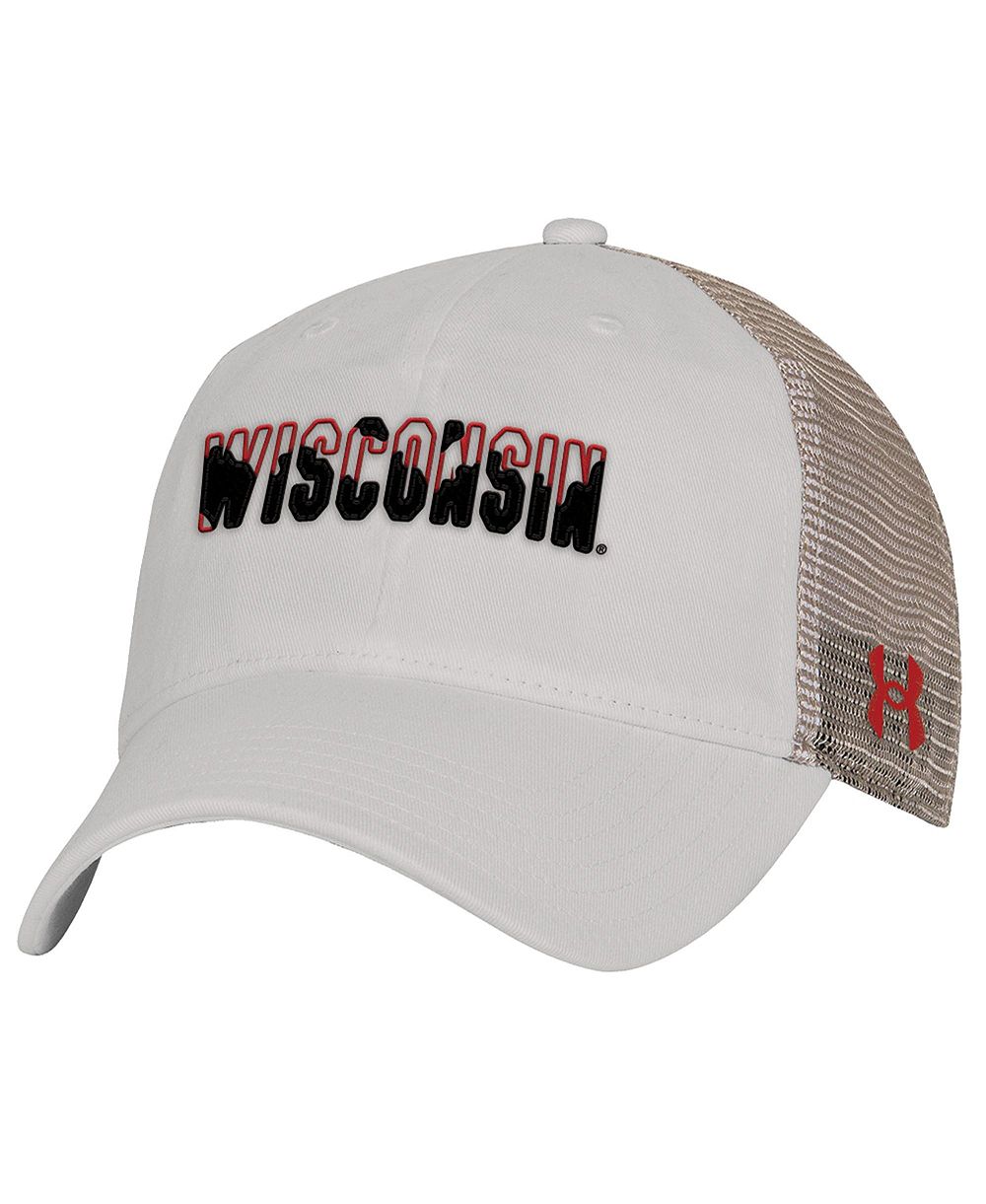 Under Armour Men's Cream Wisconsin Badgers College Essentials Adjustable Trucker Hat
