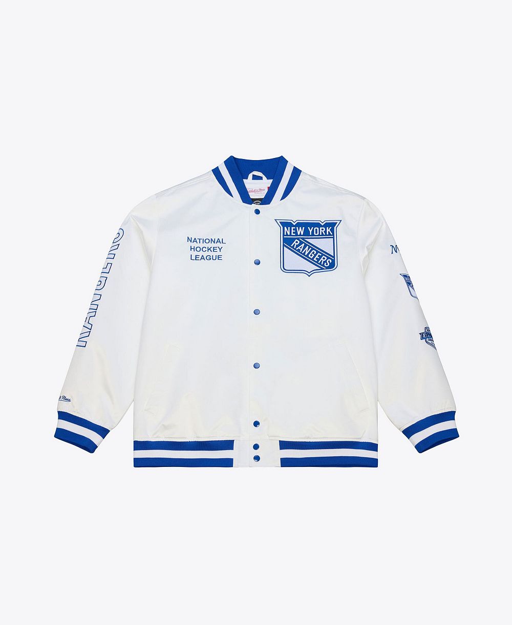 Mitchell & Ness Men's White New York Rangers Arctic Lightweight Satin Full-Snap Jacket