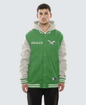 New Era Men's Kelly Green/Gray Philadelphia Eagles Full-Snap Fleece Hoodie Jacket