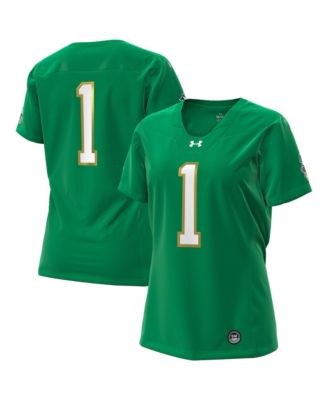 Women's Under Armour #1 Kelly Green Notre Dame Fighting Irish Irish Wear Green Collection Football Replica Jersey