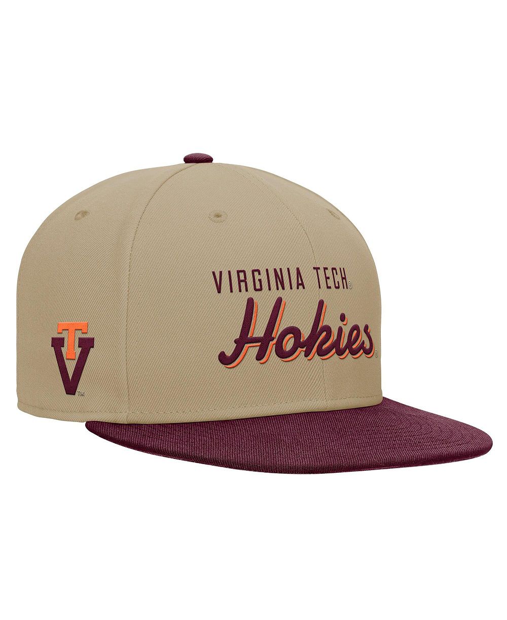 Мужская бежево-бордовая бейсболка с застежкой-snapback Nike Virginia Tech Hokies Pro Dri-FIT