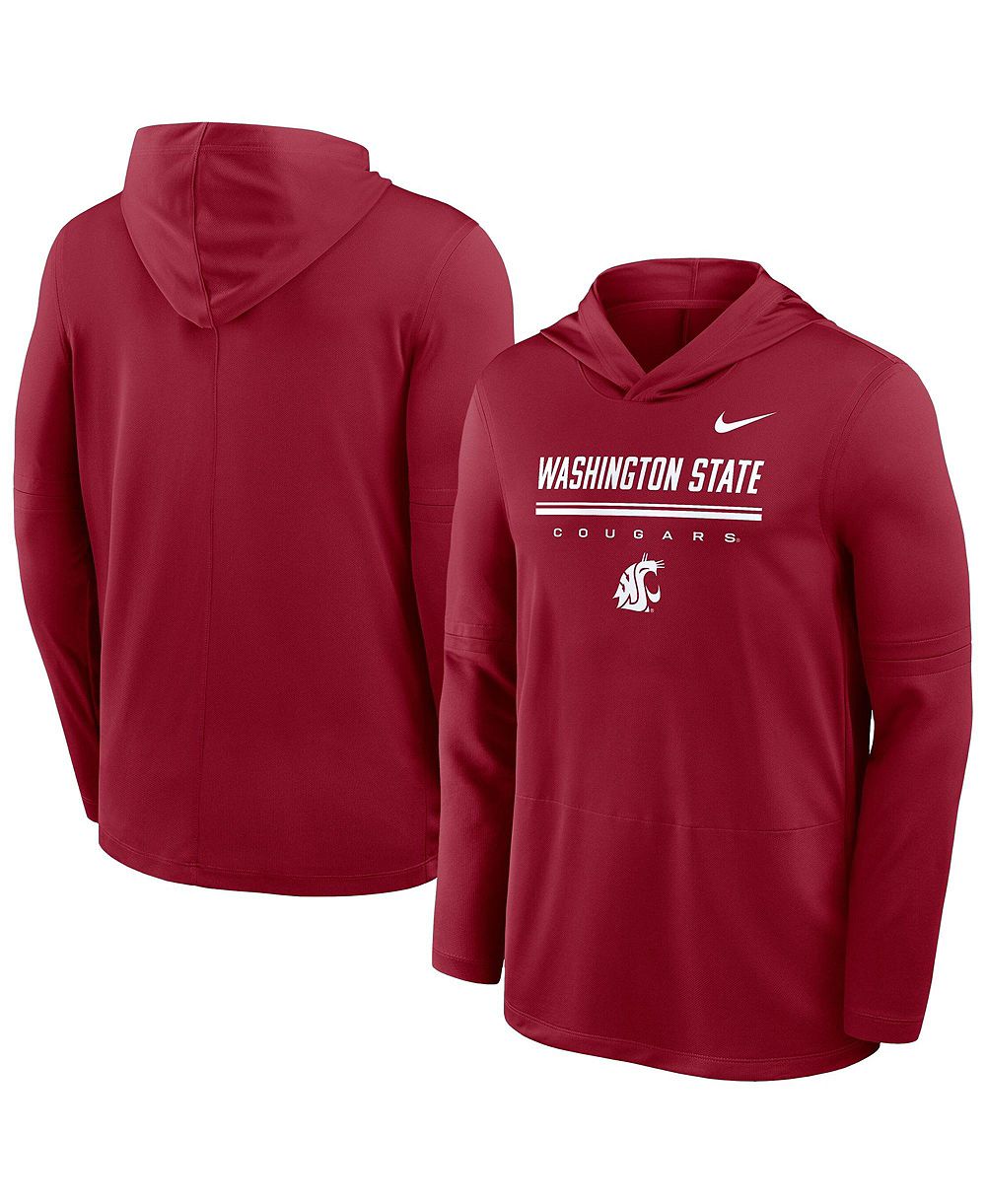 Nike Men's Crimson Washington State Cougars 2026 Sideline Dri-FIT Lightweight Hooded Top