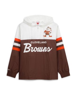 Mitchell & Ness Men's Brown Cleveland Browns Head Coach Anorak Quarter-Zip Windbreaker Jacket
