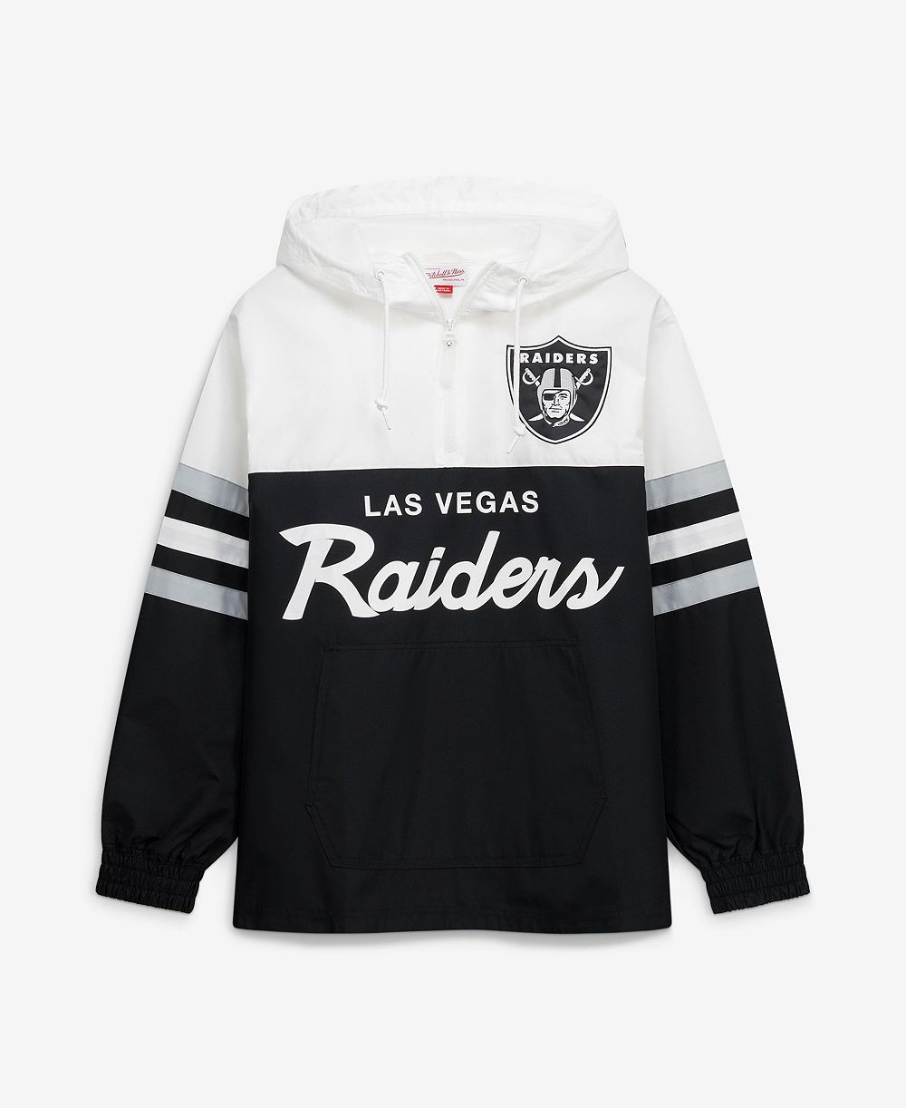 Mitchell & Ness Men's Black Las Vegas Raiders Head Coach Anorak Quarter-Zip Windbreaker Jacket