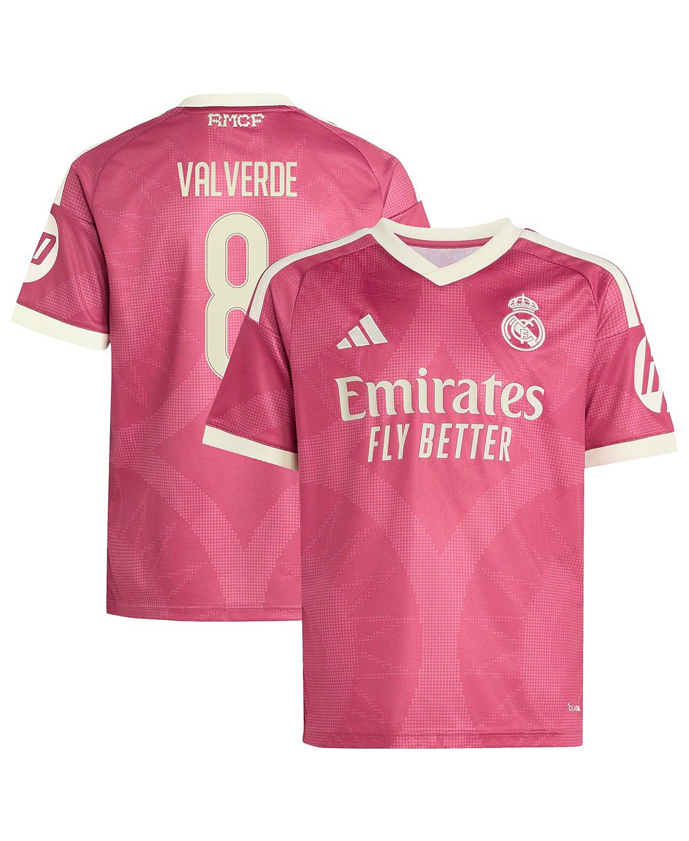 Big Boys and Girls adidas Federico Valverde Pink Real Madrid 2026/27 Third Replica Jersey