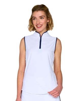 G Lifestyle Clothing Women's Tee It Up Mock Neck Piping Sleeveless Tank