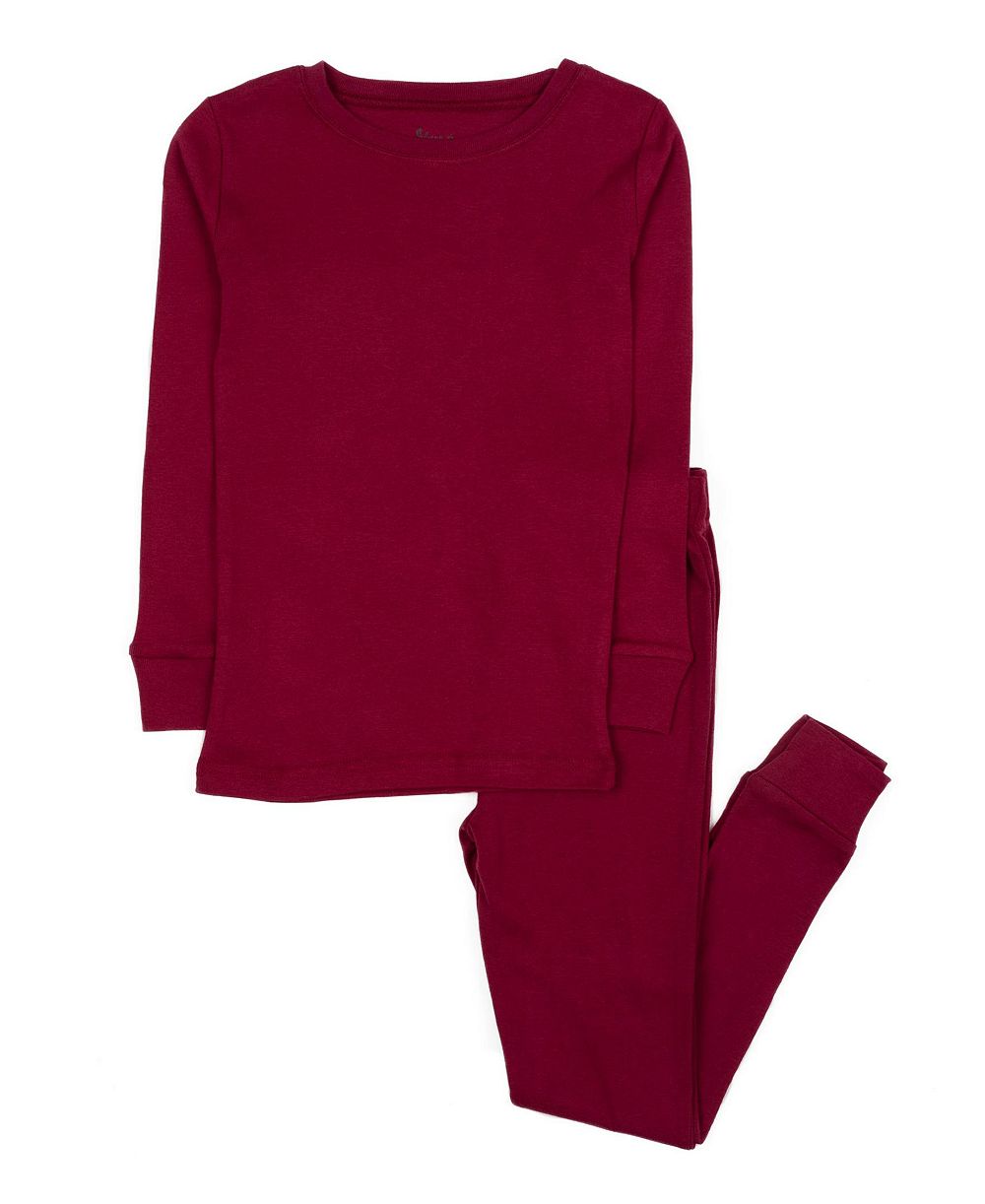 Leveret Детский комплект пижамы из хлопка с длинным рукавом, однотонная, 2T-5T
