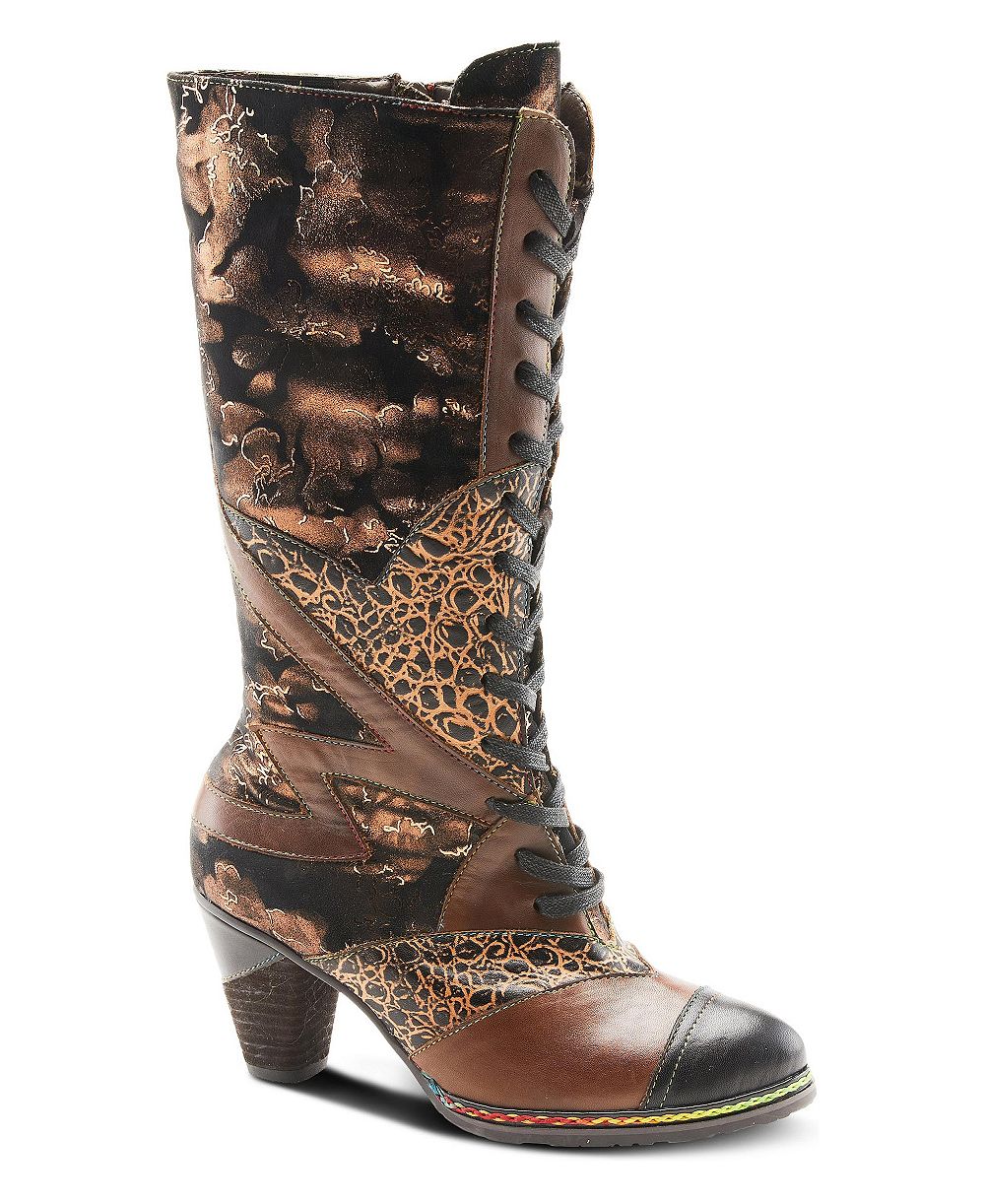 L'Artiste Women's Spring Step Malagie-Croco Tall Boot with Genuine Leather