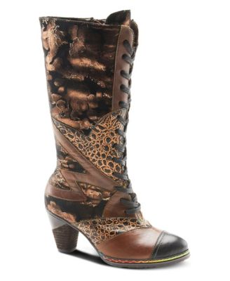 L'Artiste Women's Spring Step Malagie-Croco Tall Boot with Genuine Leather