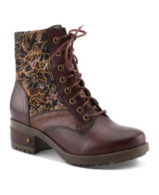 L`Artiste Women's Marty-flow Women's Lace-up Boots with Tapestry Detail