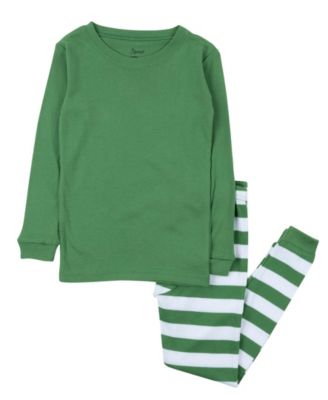 Solid green top & striped pant