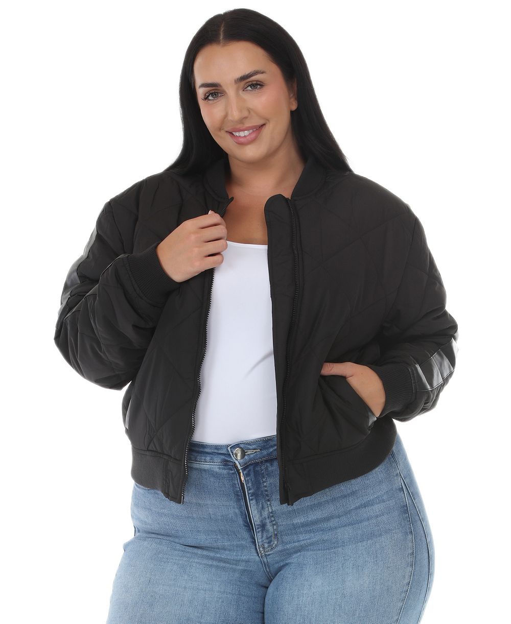 White Mark Plus Size Women's Quilted-Lightweight Bomber Jacket