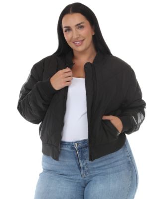 White Mark Plus Size Women's Quilted-Lightweight Bomber Jacket