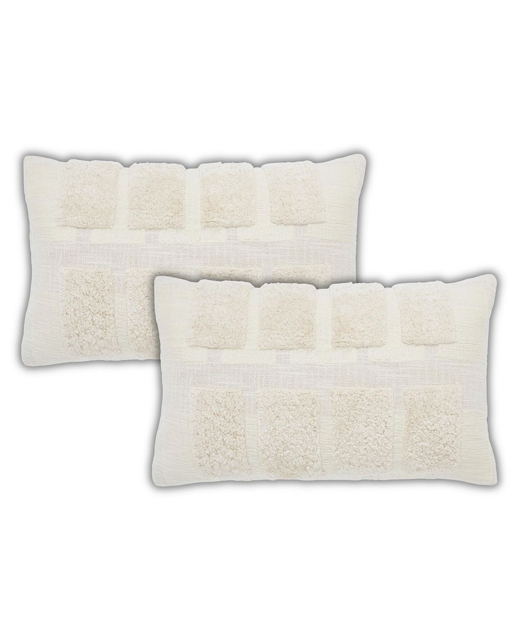 IHI HOME Square Tufted Throw Pillow Covers, 14"x 24", Set of 2