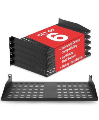 Pyle 1U Universal Device Server Rack Shelf, Compatible with Standard 19" Server Racks, 6-Pack