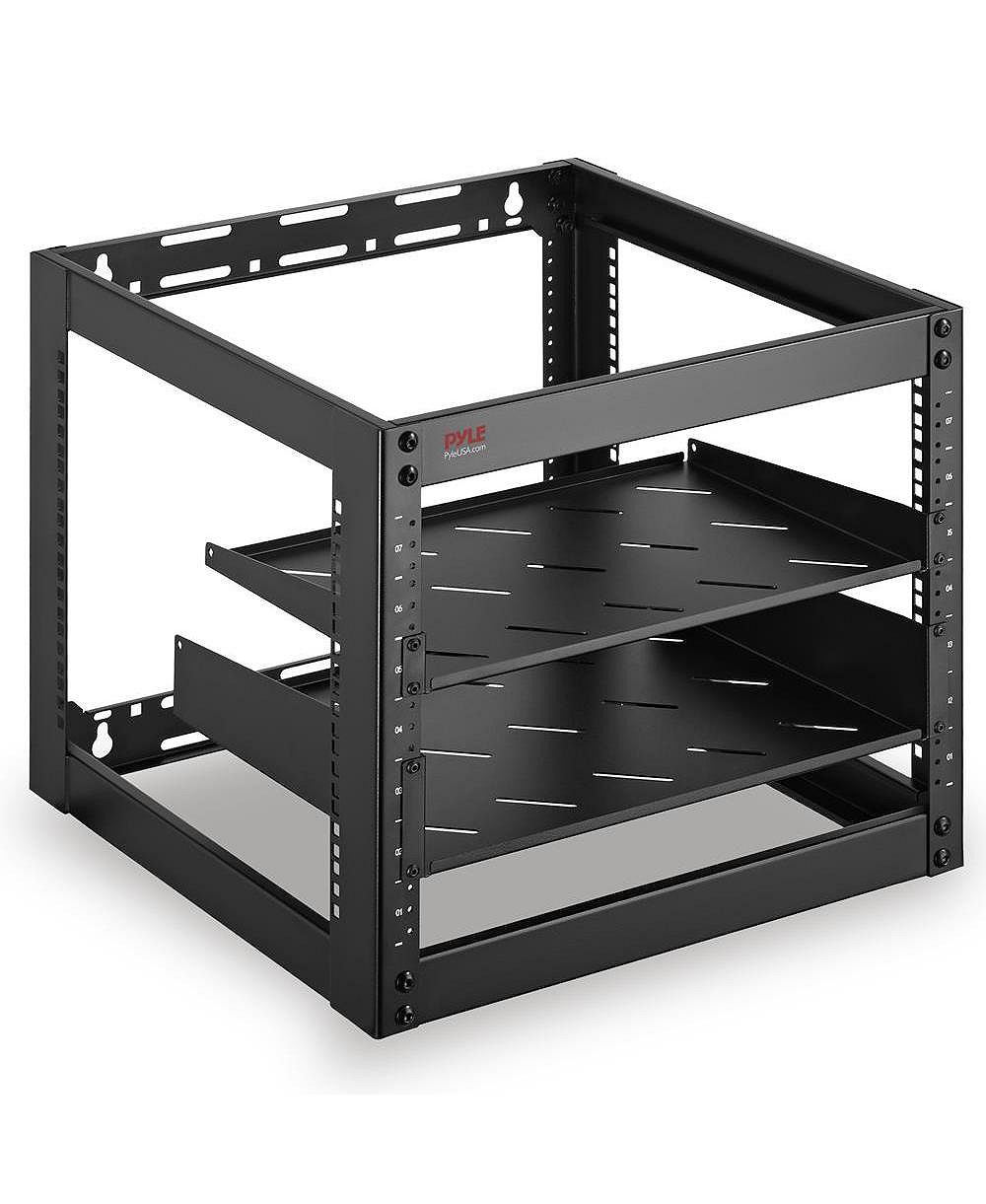 Pyle 10U Network Cabinet - Enclosed Wall Mount Rack Includes Mounted Fan, Lockable Door and Hardware