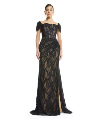 AMRI Women's Off-Shoulder Lace Mermaid Gown