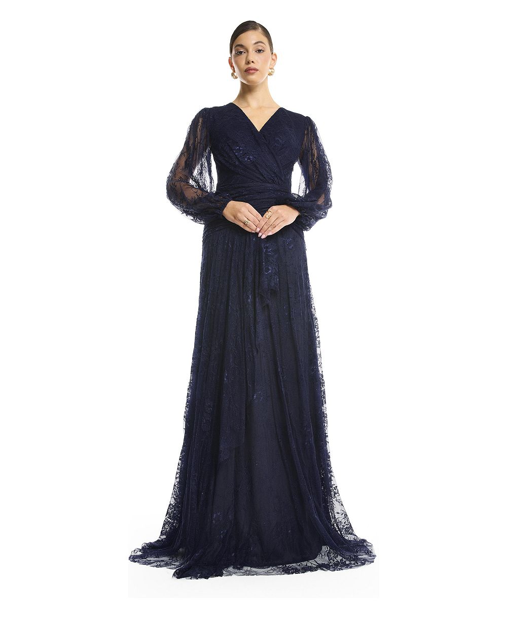 AMRI Women's Tiered Ruffle Draped Evening Dress
