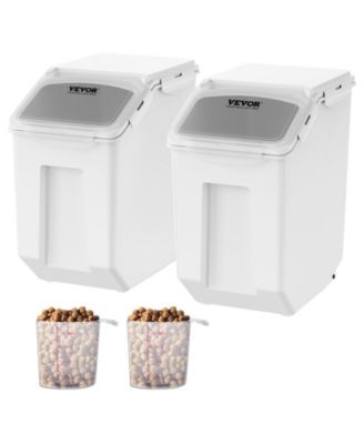 SUGIFT 2-Piece 15 Liter Ingredient Storage Bin Set with Measuring Cups Attachable Casters and Airtight Lids