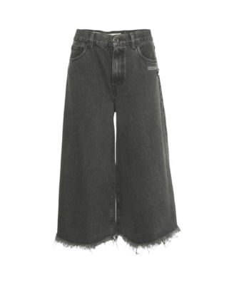 Женские широкие брюки-кулооты Off-White с высокой талией и необработанным краем (б/у)
