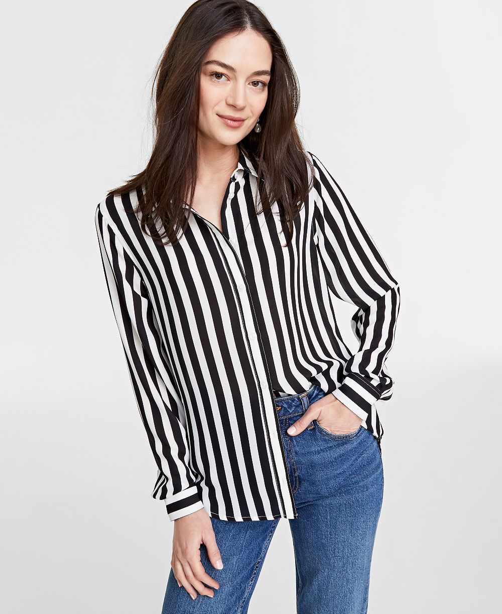 On 34th Women's Button-Front Crepe Shirt, Created for Macy's