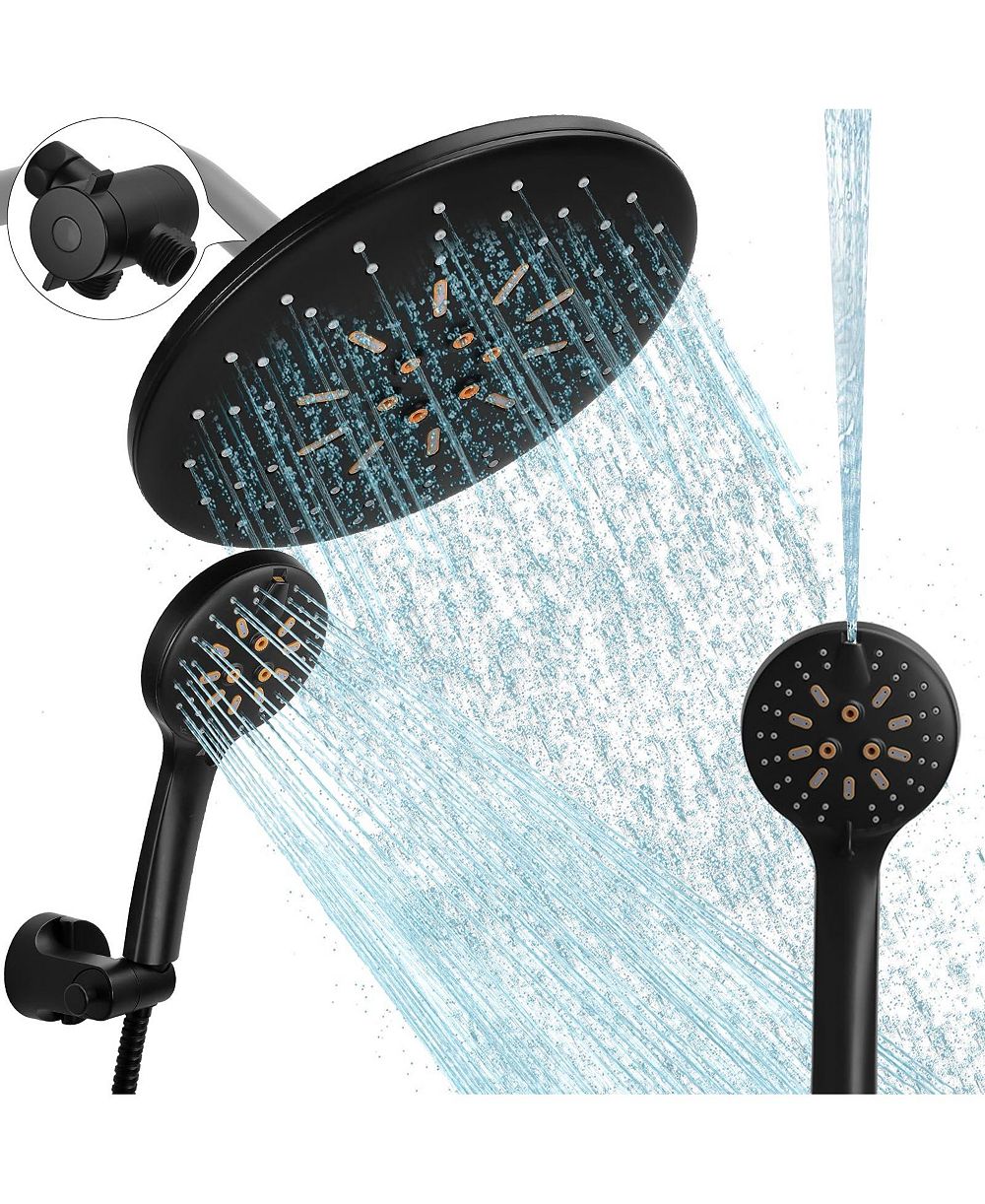 CYQBD 8.8" Dual Rain Shower Head Handheld Power Wash 7 Modes Anti-clog Hard Water