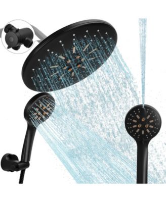 CYQBD 8.8" Dual Rain Shower Head Handheld Power Wash 7 Modes Anti-clog Hard Water