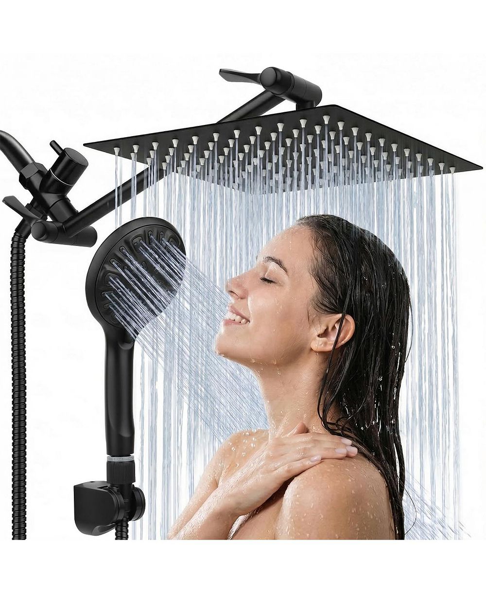 CYQBD 10'' Shower Head Rainfall Handheld Extension Arm Adjustable Holder